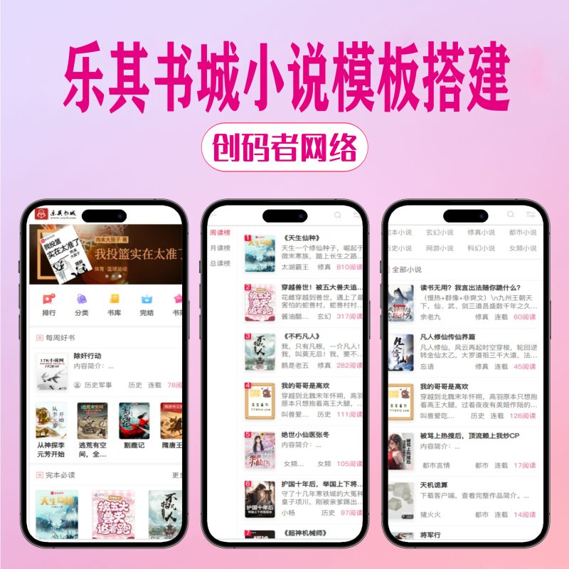 乐其书城网-小说网站源码PC+手机端+采集规则【最新修复改版】-创码者资源网