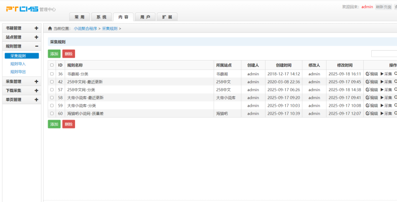 PTCMS自动采集小说网站系统源码 PC+H5